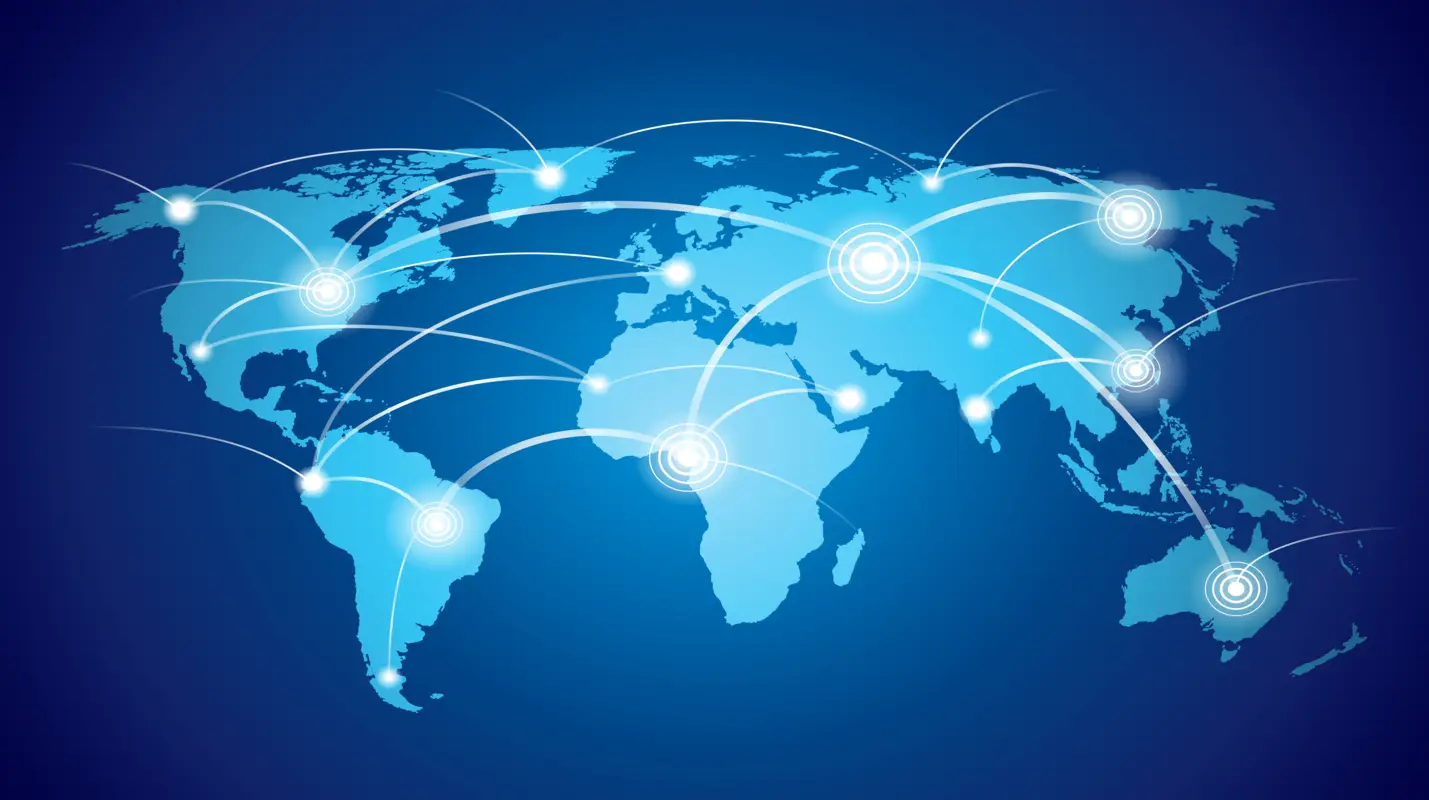 world map with global network